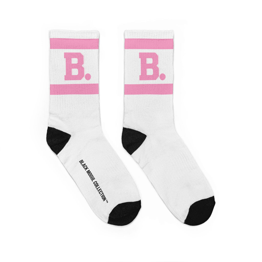 Retro 'B.' Pink Athletic Crew Socks