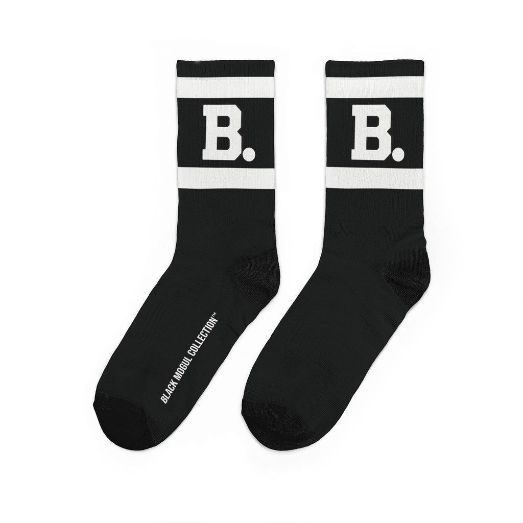 Retro 'B.' Black/ White Athletic Crew Socks