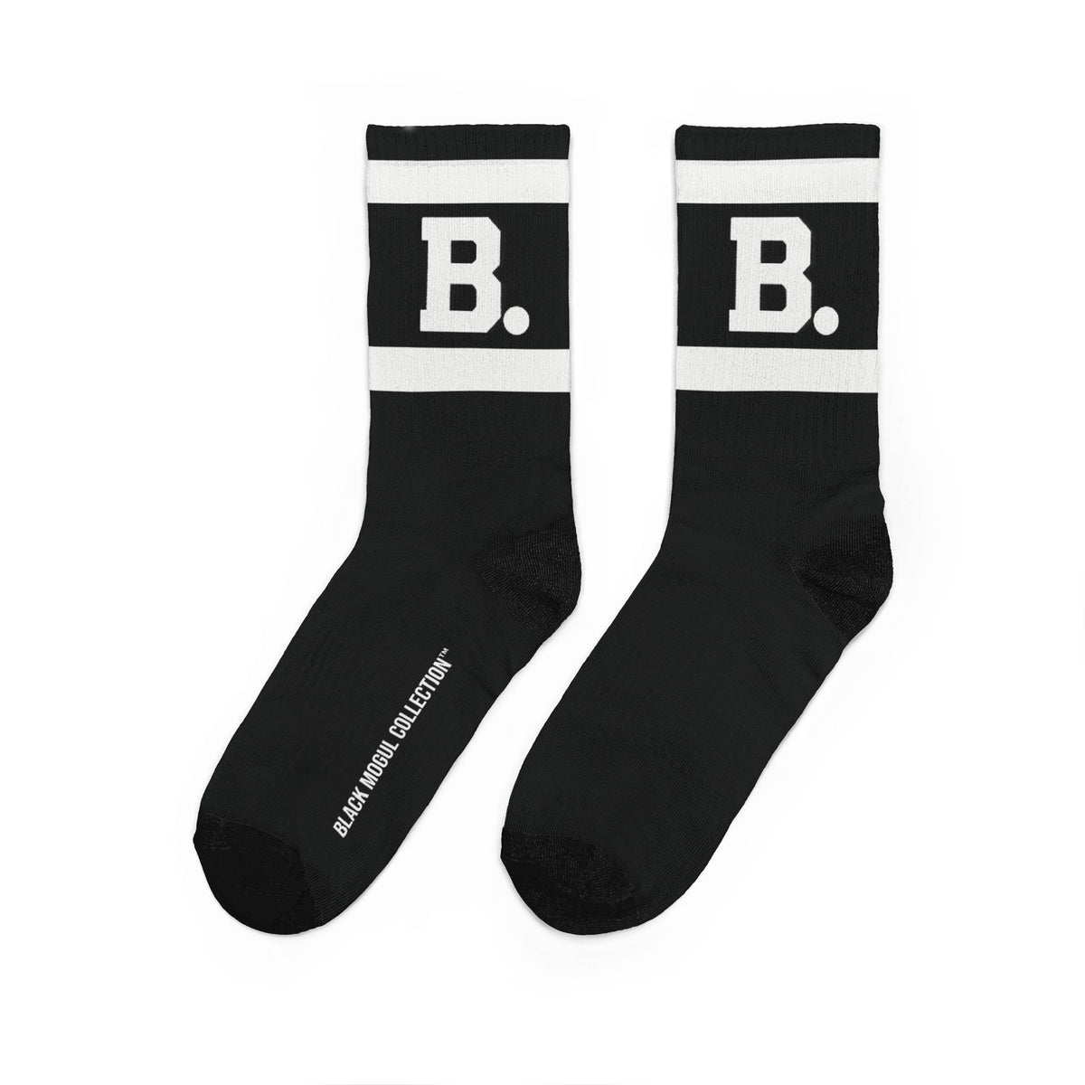 Retro 'B.' Black/ White Athletic Crew Socks