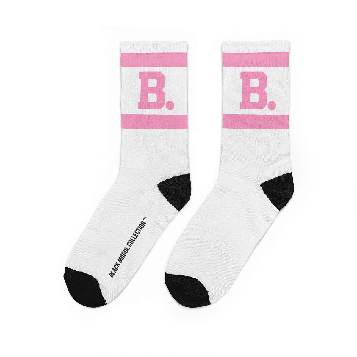 Retro 'B.' Pink Athletic Crew Socks