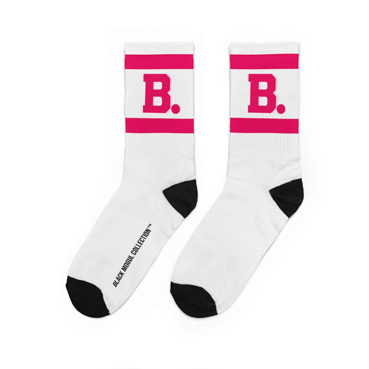 Retro 'B.' Hot Pink Athletic Crew Socks