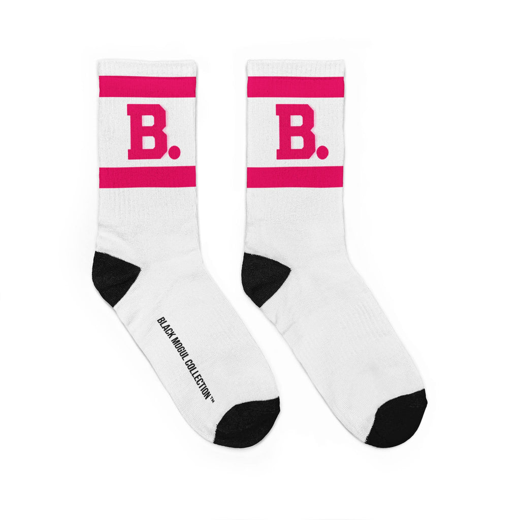 Retro 'B.' Hot Pink Athletic Crew Socks