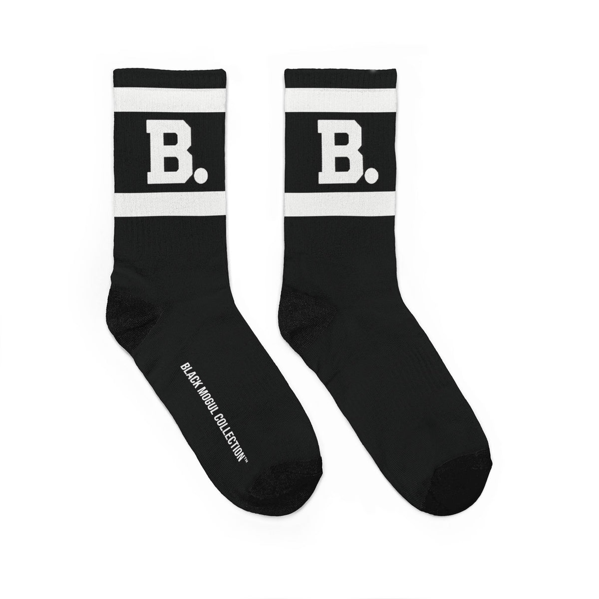 Retro 'B.' Black/ White Athletic Crew Socks