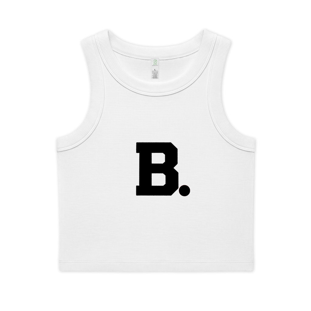 Retro B Black Rib Crop Tank