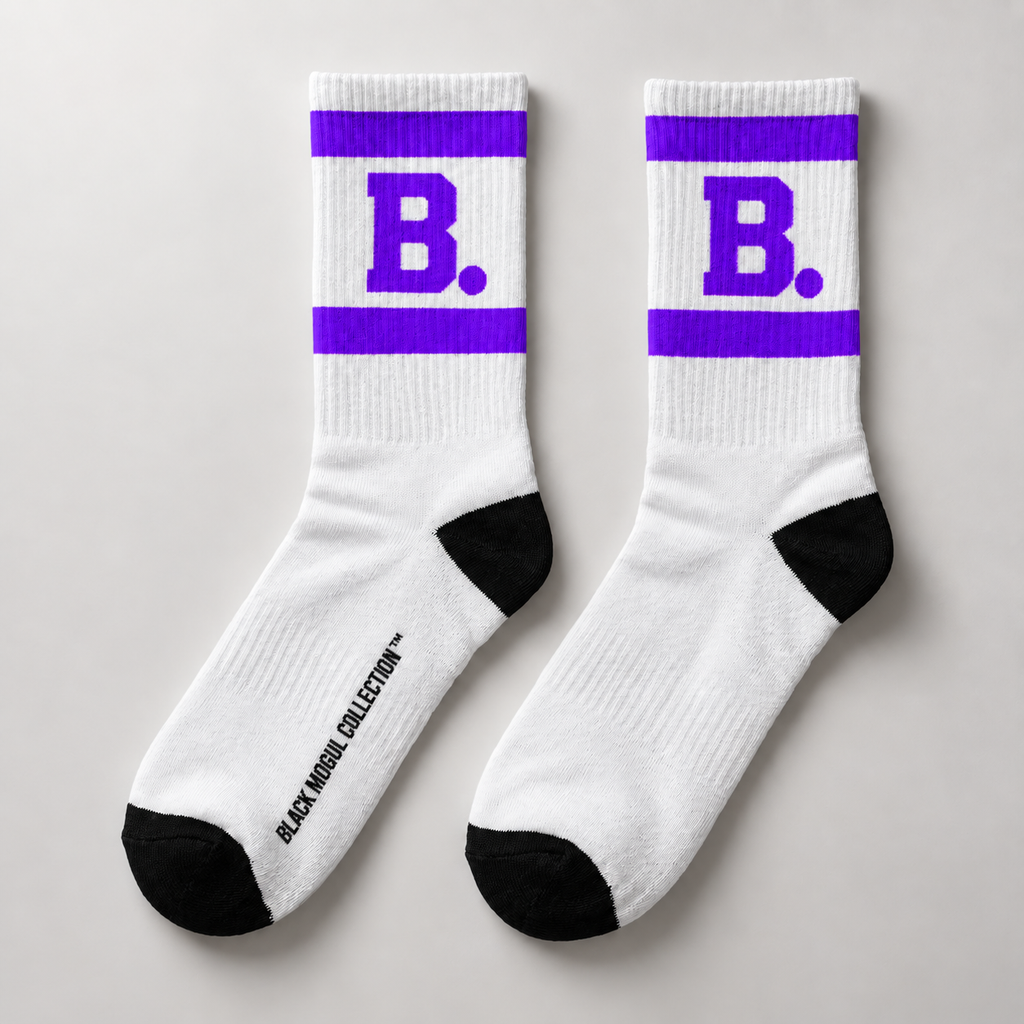 'B.' Purple Athletic Crew Socks