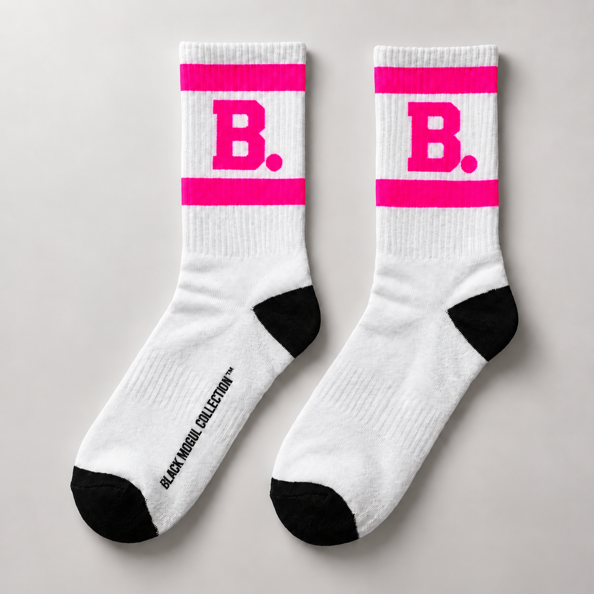 Retro 'B.' Hot Pink Athletic Crew Socks